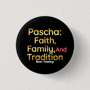 Pascha Tro Familj och Tradition Kristet Påskfirand Knapp