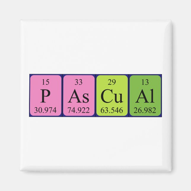 Pascual periodisk magnet bord namn (Framsidan)