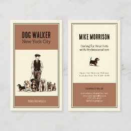 paseador de perros mascotas vintage años 1920 visitkort