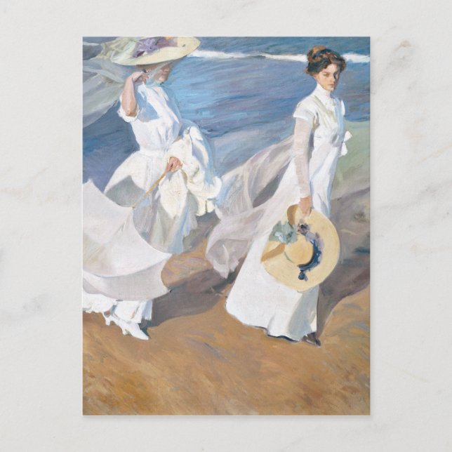 Paseo por la playa - Sorolla - 1909 Vykort (Framsida)