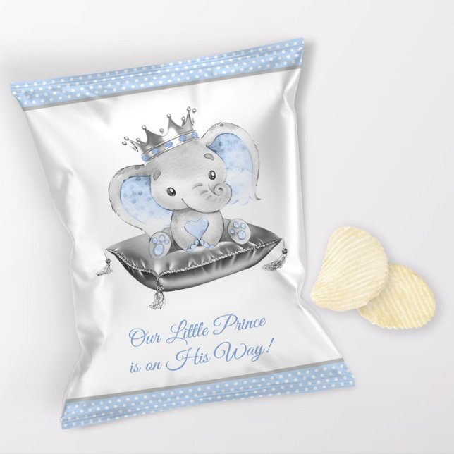 Påsförpackningar för Baby Shower med Elefantprins  Reklamblad (1 ounce snack bag wrapper flyer. )