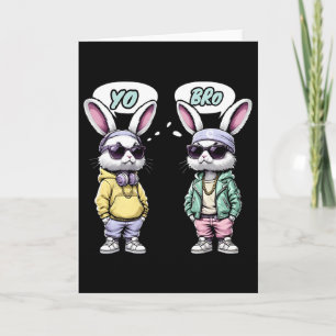 Påsk 2025 Tröja Yo Bro Citat Rolig Hip Hop Kanin Kort