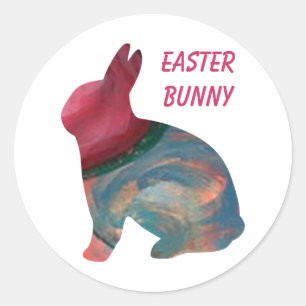 Påsk Abstrakt Art Bunny Stickers av Janz Runt Klistermärke