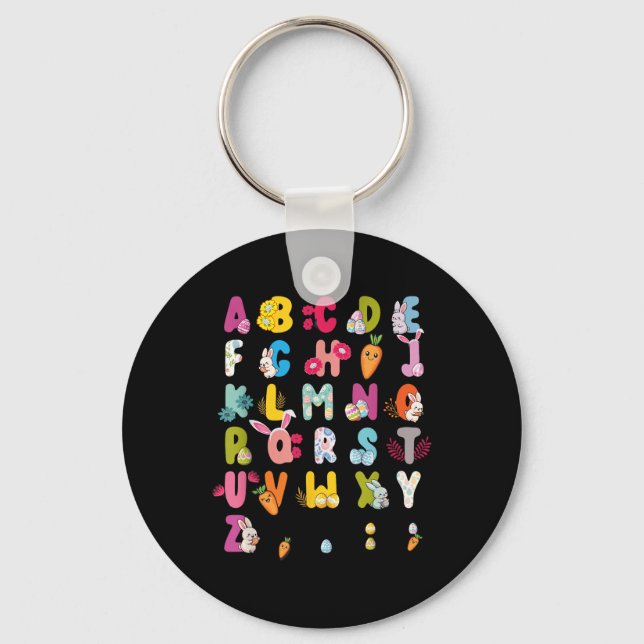 Påsk Alphabet Påskägg Påskhare 2025 Kids Nyckelring (Framsida)