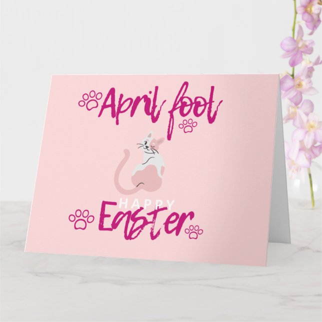 Påsk April Dumdagar Present Katt Ägg Påsk Roligt Kort (Orkide)