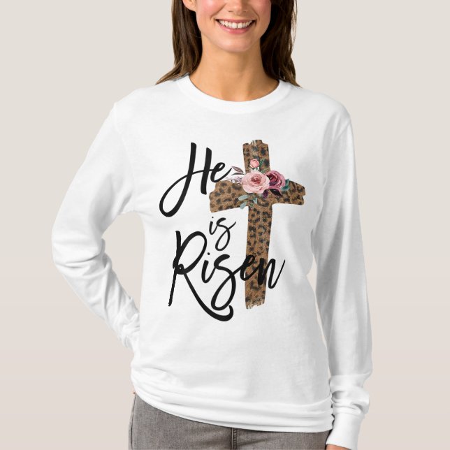 Påsk är Risen Leopard för den kristna Tonåring fli T Shirt (Framsida)