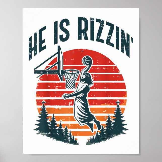 Påsk är Rizzin Retro Basketball Religiösa Manar Poster (Framsidan)
