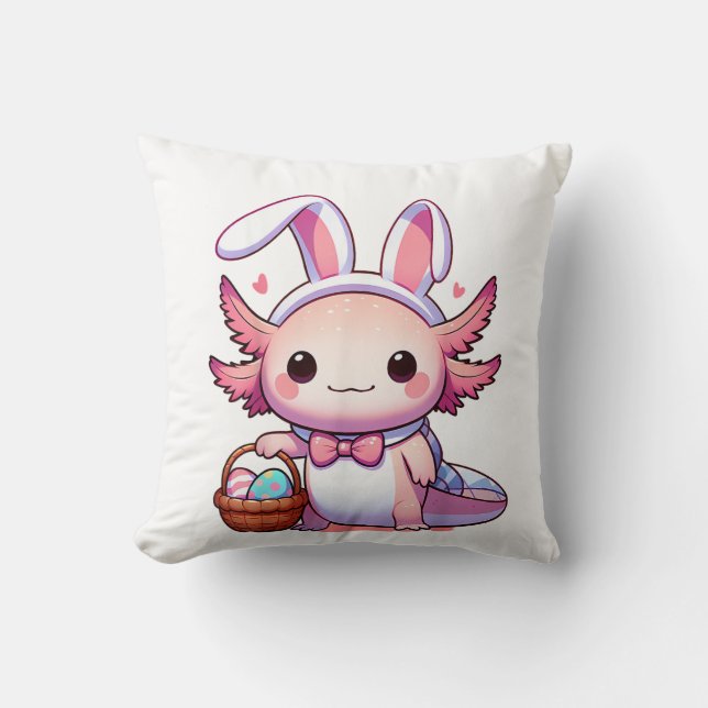 Påsk Axolotl Kanin Öron Ägg T-Shirt Kudde (Framsida)