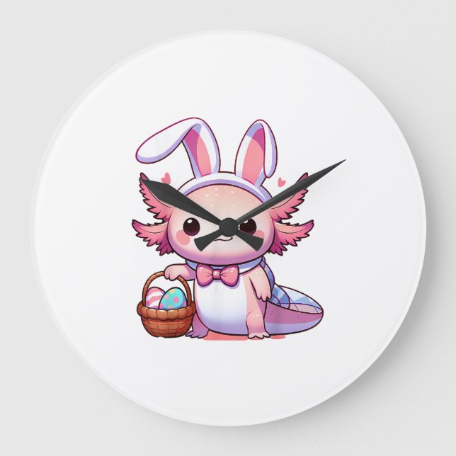 Påsk Axolotl Kanin Öron Ägg T-Shirt Stor Klocka (Framsida)
