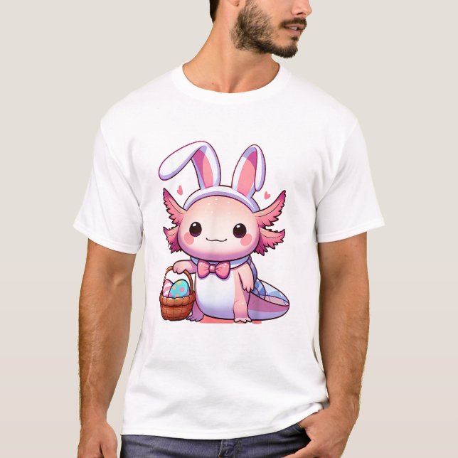 Påsk Axolotl Kaninöron Ägg T-Shirt (Framsida)