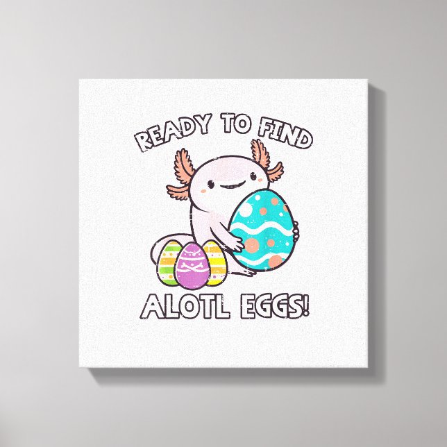Påsk Axolotl redo att hitta Alotl ägg jakt pojkar Canvastryck (Framsida)