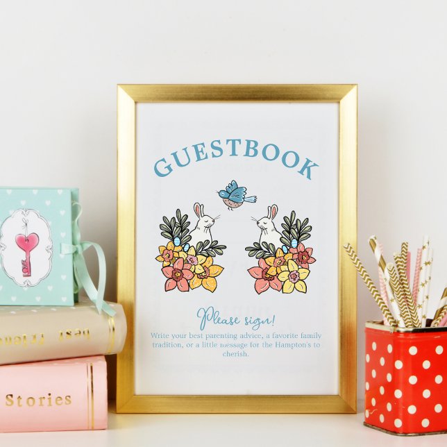 Påsk Baby Shower Guestbook Bord-tecken Poster (Skapare uppladdad)