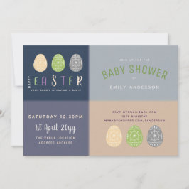 Påsk BABY Shower Inbjudningskort Blue Soft Rosa