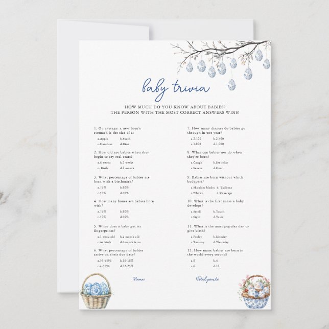 Påsk Baby Trivia-babyvyns spelkort Julkort (Framsida)