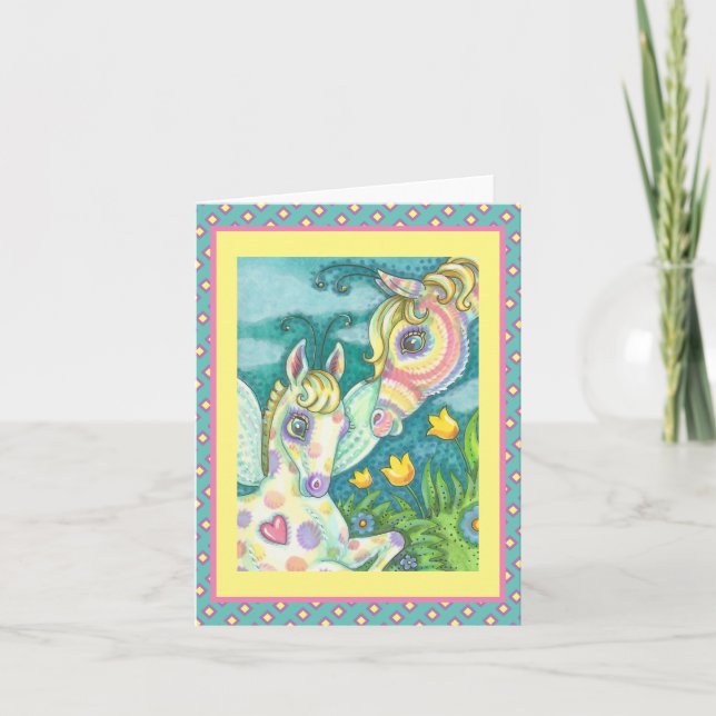 PÅSK BABY, VÅR HORSE, FAIRY FELY NOTE CARD B ANTECKNINGSKORT (Framsida)