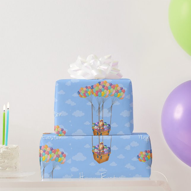 Påsk Balloon Basket med färgstarka ägg Presentpapper (Skapare uppladdad)
