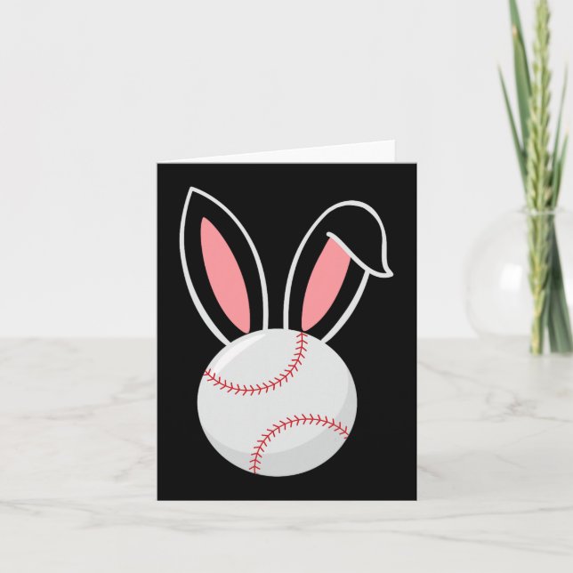 Påsk Baseball Bunny Öron Roligt Baseball Fläkt Pås Kort (Framsida)