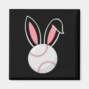 Påsk Baseball Bunny Öron Roligt Baseball Fläkt Pås Magnet