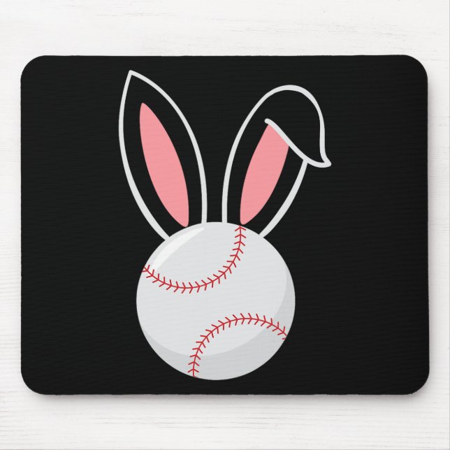 Påsk Baseball Bunny Öron Roligt Baseball Fläkt Pås Musmatta (Framsidan)