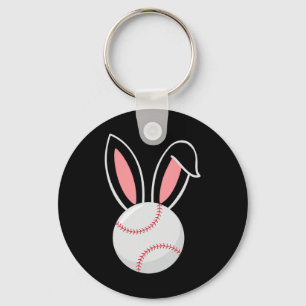 Påsk Baseball Bunny Öron Roligt Baseball Fläkt Pås Nyckelring