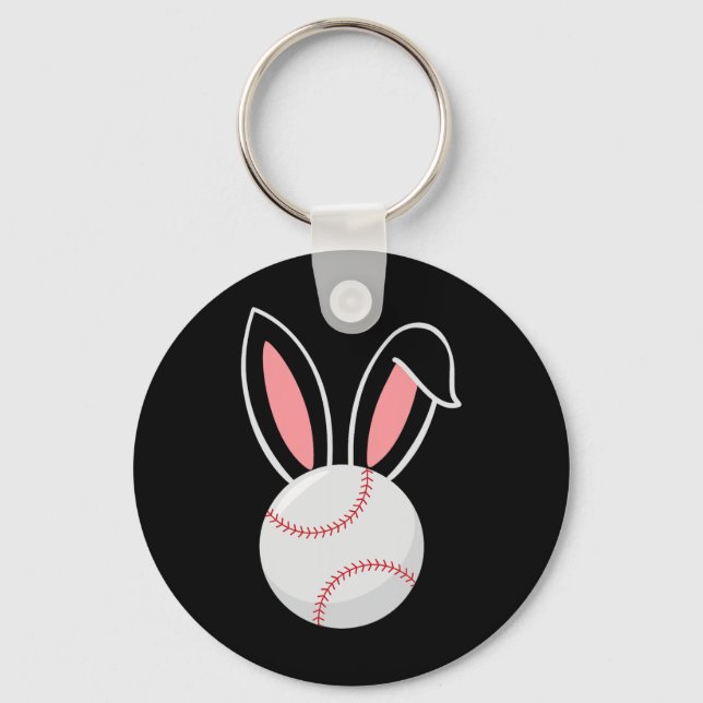 Påsk Baseball Bunny Öron Roligt Baseball Fläkt Pås Nyckelring (Framsida)