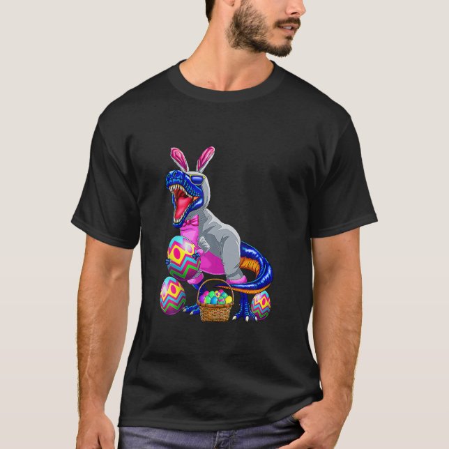 Påsk Basket Bunny Dinosaur Egg T Rex Kids Boys G T Shirt (Framsida)