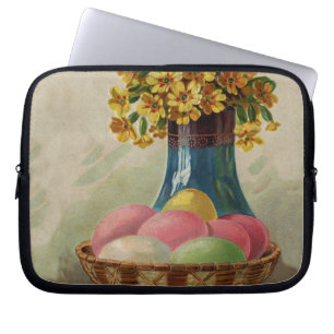 Påsk Basket Eggs Flowers Antique Laptop Fodral