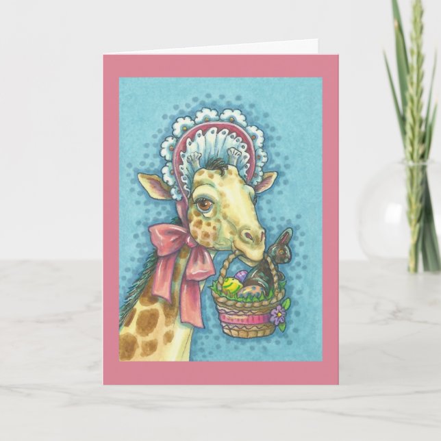 PÅSK BASKET GIRAFFE GREETING CARD VERSALT VERSALT HELGKORT (Framsida)