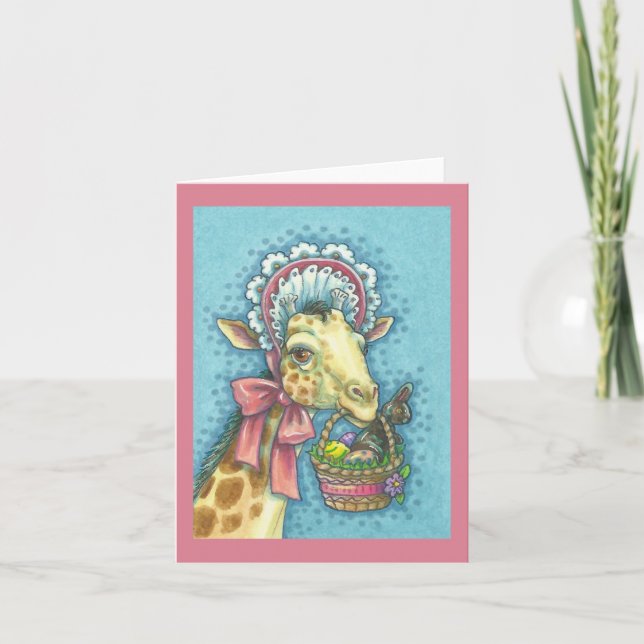 PÅSK BASKET GIRAFFE NOTERKORT tomt Helgkort (Framsida)