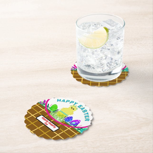 Påsk Basket Gult Blue Chick Egg Underlägg Papper (Insitu)