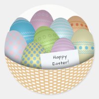 Påsk Basket med Färgad Eggs Round Sticker