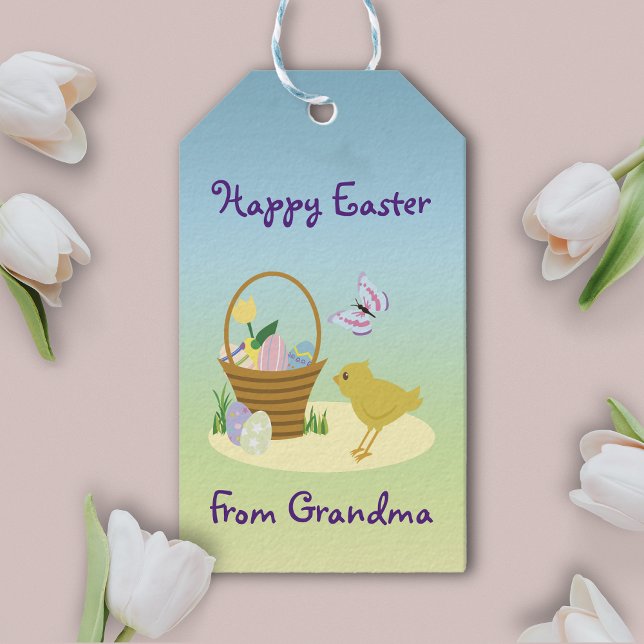 Påsk Basket och Baby Chick Presentetikett (Skapare uppladdad)