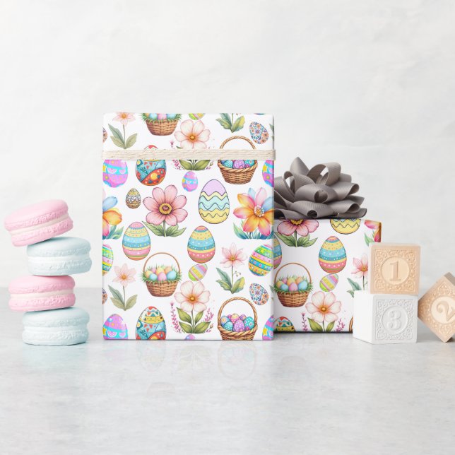 Påsk Basket och Eggs Mönster Presentpapper (Baby Shower)