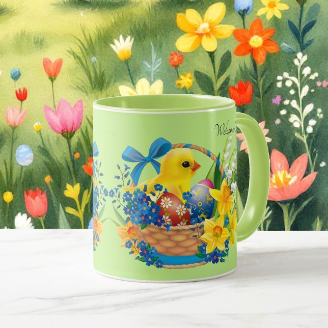 Påsk Basket vårtblommor Äggers Chick Gift Mugg (Skapare uppladdad)