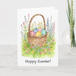 Påsk Basket Watercolor Tack Kort