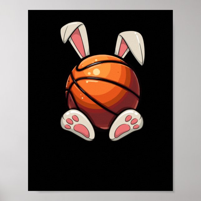 Påsk Basketball Bunny Öron Kids Påskägg Hunt Poster (Framsidan)