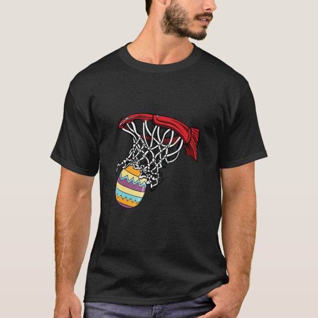 Påsk Basketball Egg Hunting Kids Tonåringars T Shirt (Framsida)