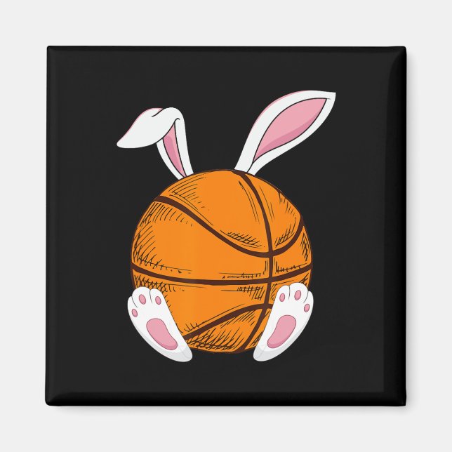 Påsk Basketball Rabbit Bunny Glad påsk Dag 2 Magnet (Framsidan)