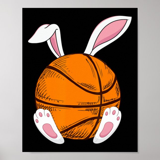 Påsk Basketball Rabbit Bunny Glad påsk Dag 2 Poster (Framsidan)