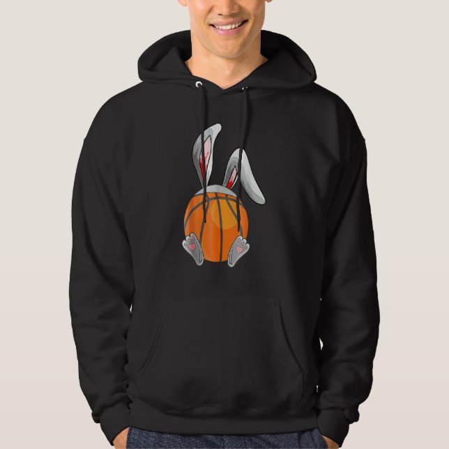 Påsk Basketball Rabbit Bunny Påsk Day Stocking Hoodie (Framsida)
