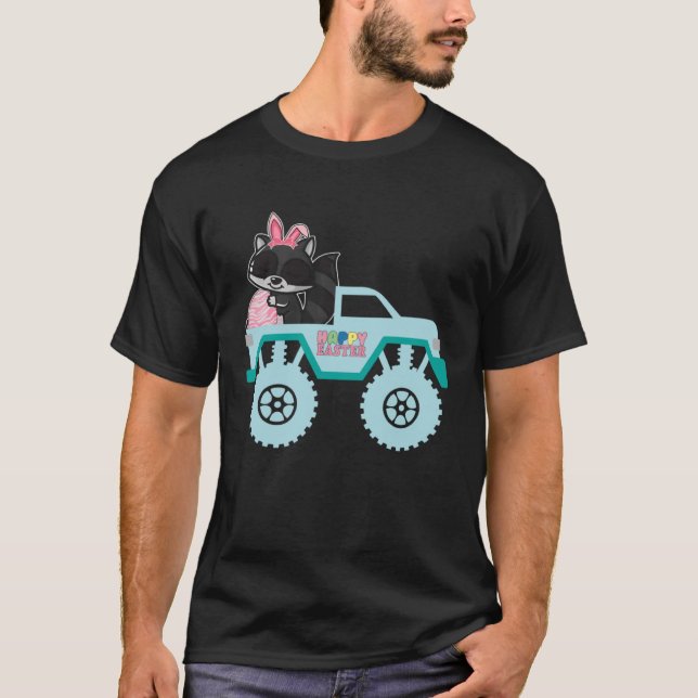 Påsk Bearded Dragon Bunny Riding Monster Lastbil T Shirt (Framsida)