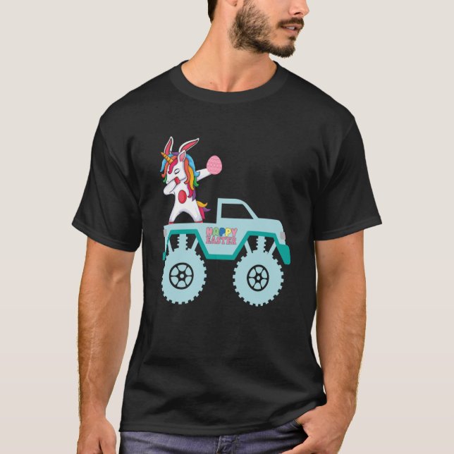 Påsk Bearded Dragon Bunny Riding Monster Lastbil T T Shirt (Framsida)