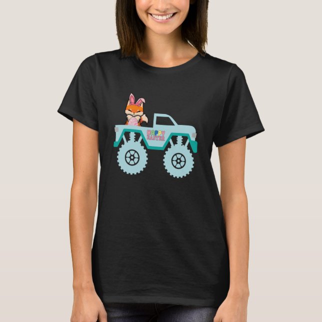 Påsk Bearded Dragon Bunny Riding Monster Lastbil T T Shirt (Framsida)