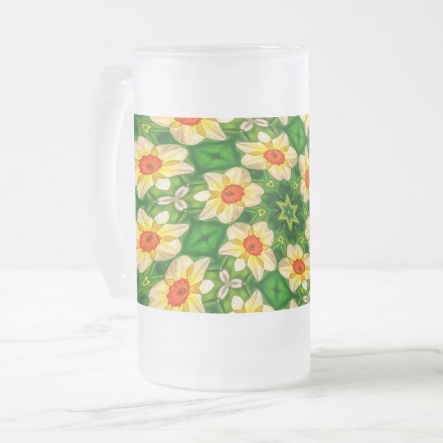 Påsk Bell Flowers Mönster Frostat Ölglas (Framsida vänster)