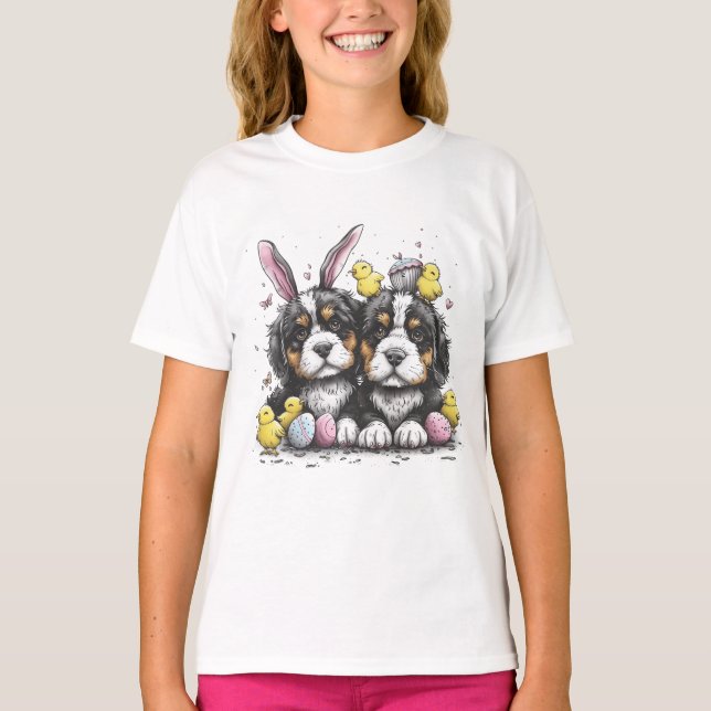 Påsk Bernese Mountain Hundar T Shirt (Framsida)