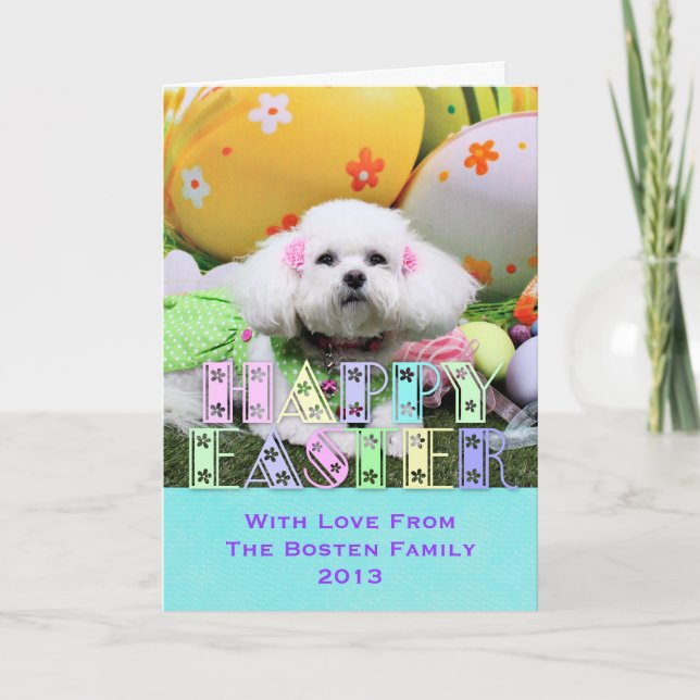 Påsk - Bichon Frise - Mia Helgkort (Framsida)