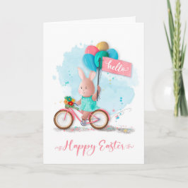 Påsk Bicycle Bunny med banderoll och ballonger Kort