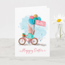 Påsk Bicycle Bunny med banderoll och ballonger Kort