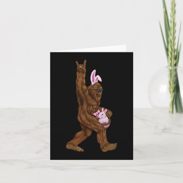 Påsk Bigfoot Bunny i Basket är Roligt för Söndag Kort (Framsida)