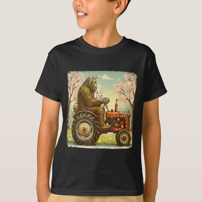 Påsk bigfoot kanin traktor rolig vår t shirt (Framsida)